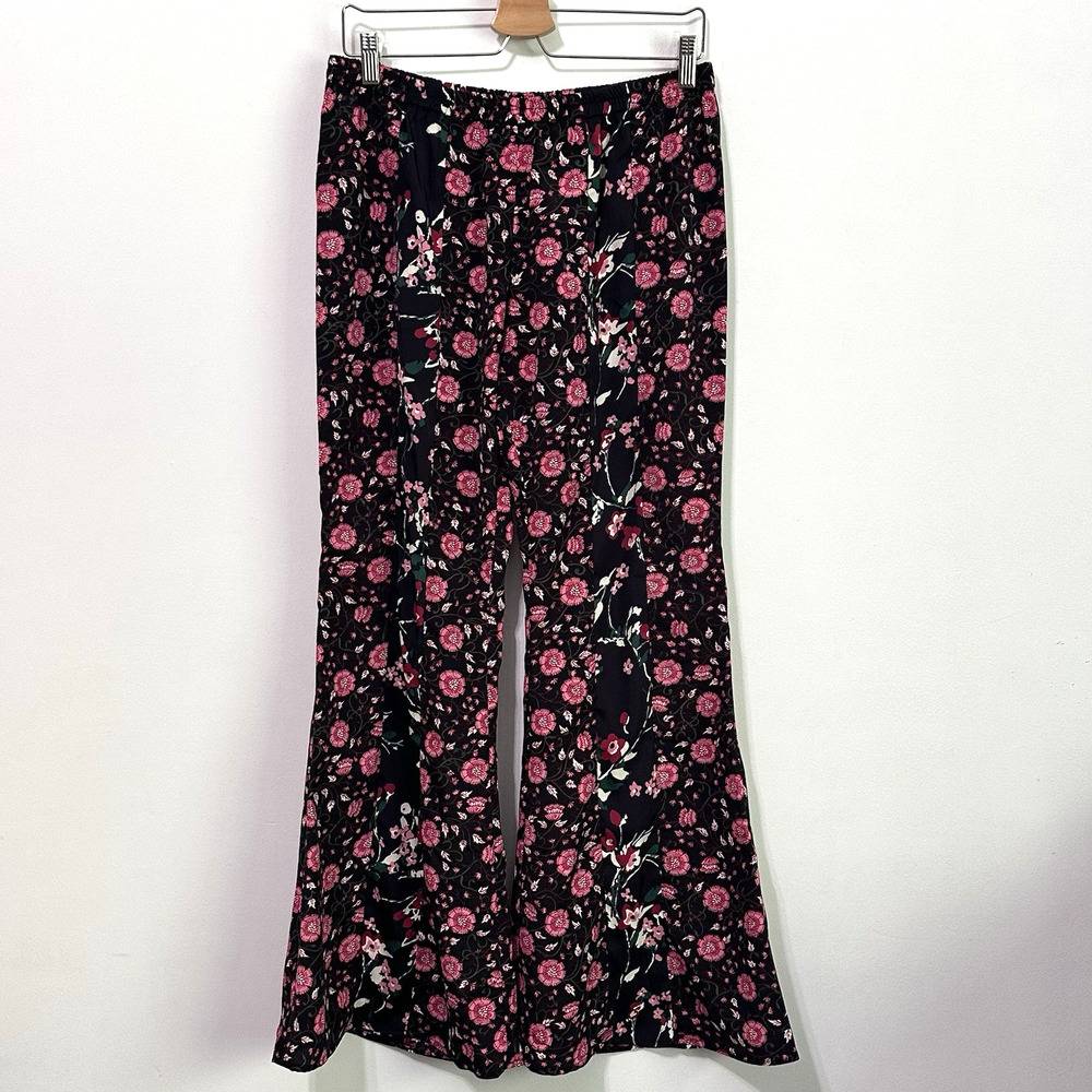Band of Gypsies Pants L Pull On Floral Patchwork Flare Boho Festival Summer‎